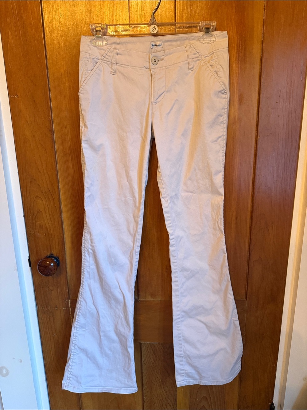 Light Cream Boot-Cut Pants with Flared Leg